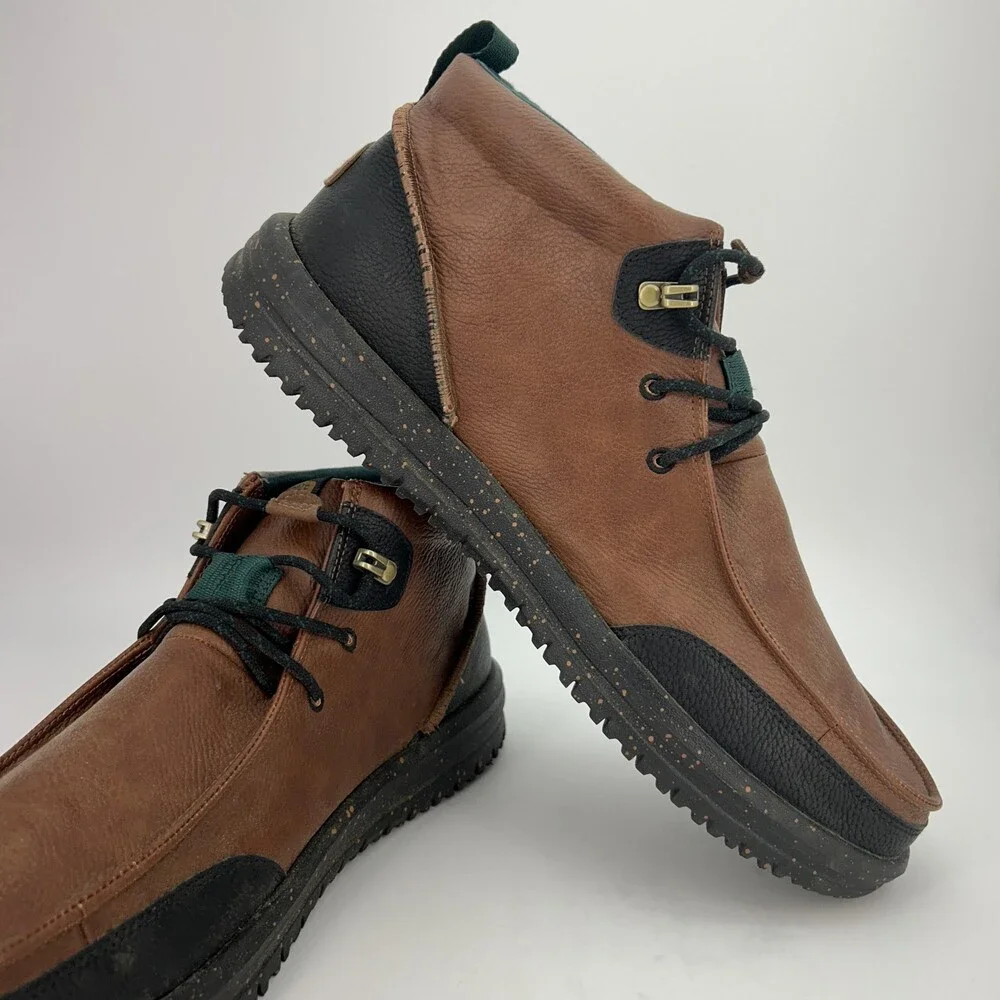 Hey Dude Bradley Chukka Classic Boots Mens Size 14 Brown Leather Lined Casual
